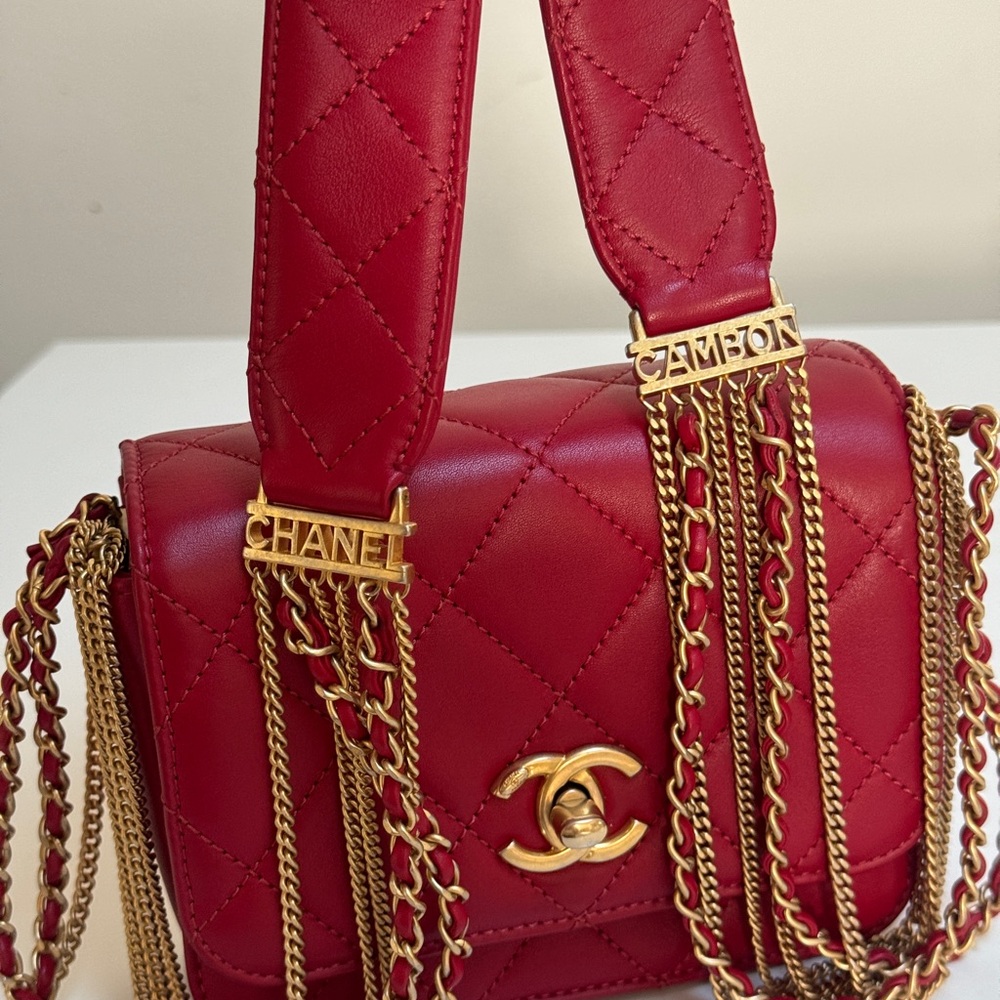 Chanel Cambon Mini Red Lambskin Flap Bag - Picture 3 of 14